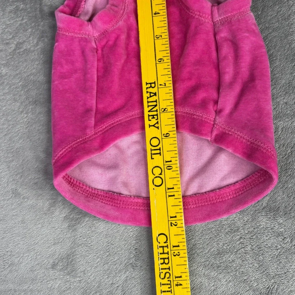 Lulupink Pet Hoodie Dog Vest Sz M Pink Velour Rhinestone Crown Y2K Glam Princess